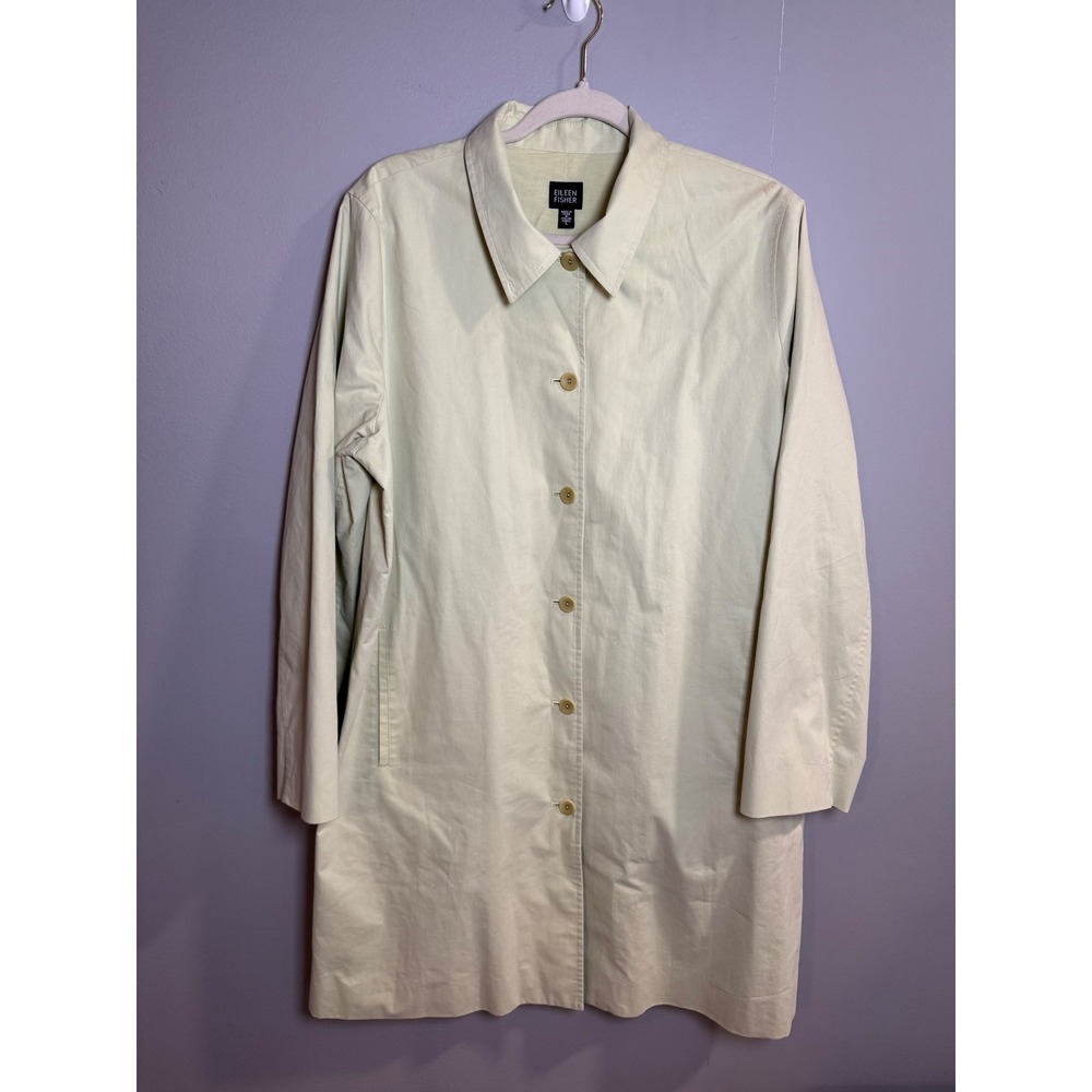 Eileen Fisher Cream Button-Front Trench Coat